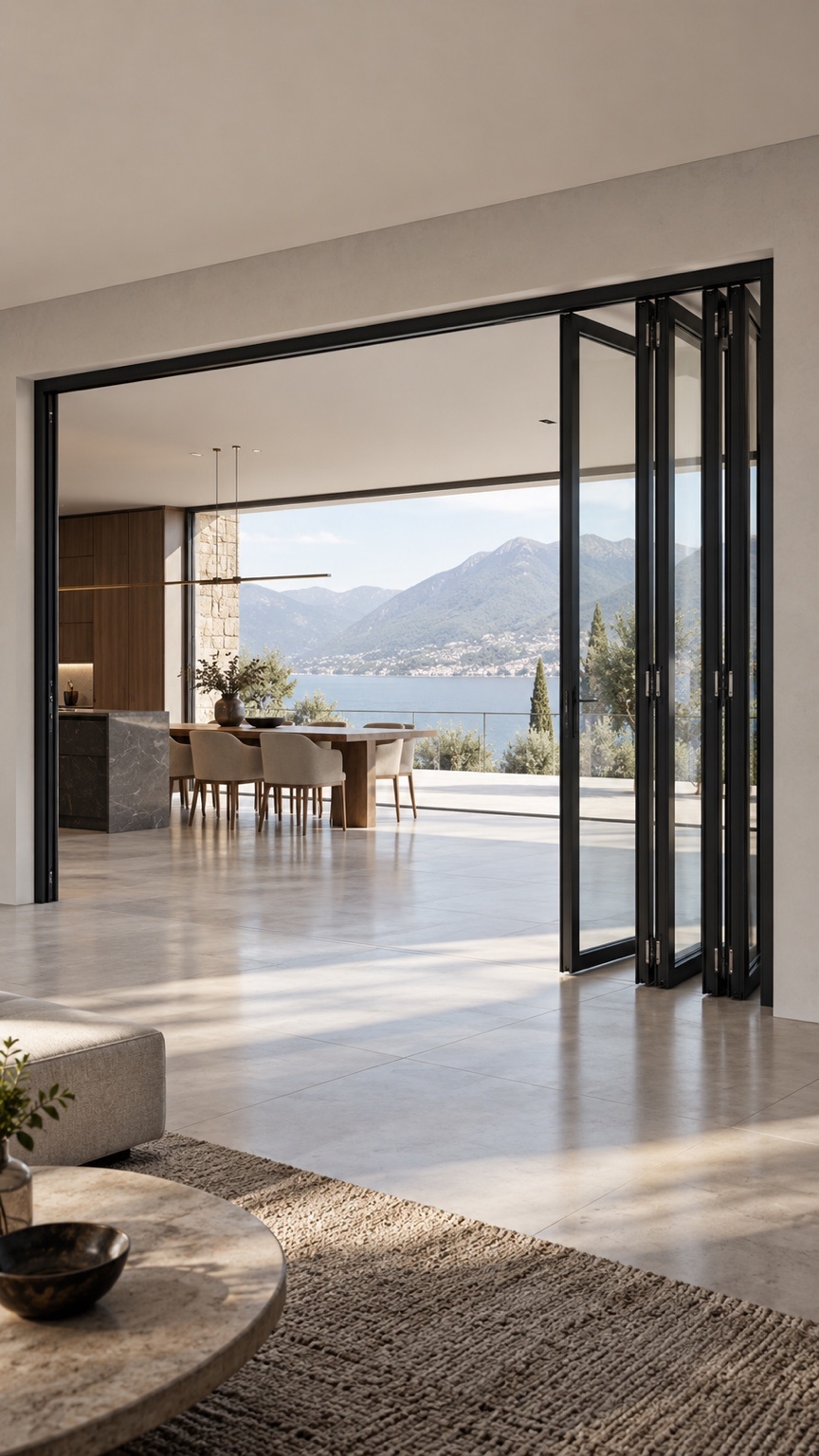 Folding doors open view
