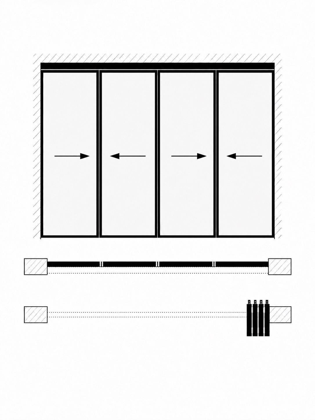 Folding doors stacking right scheme