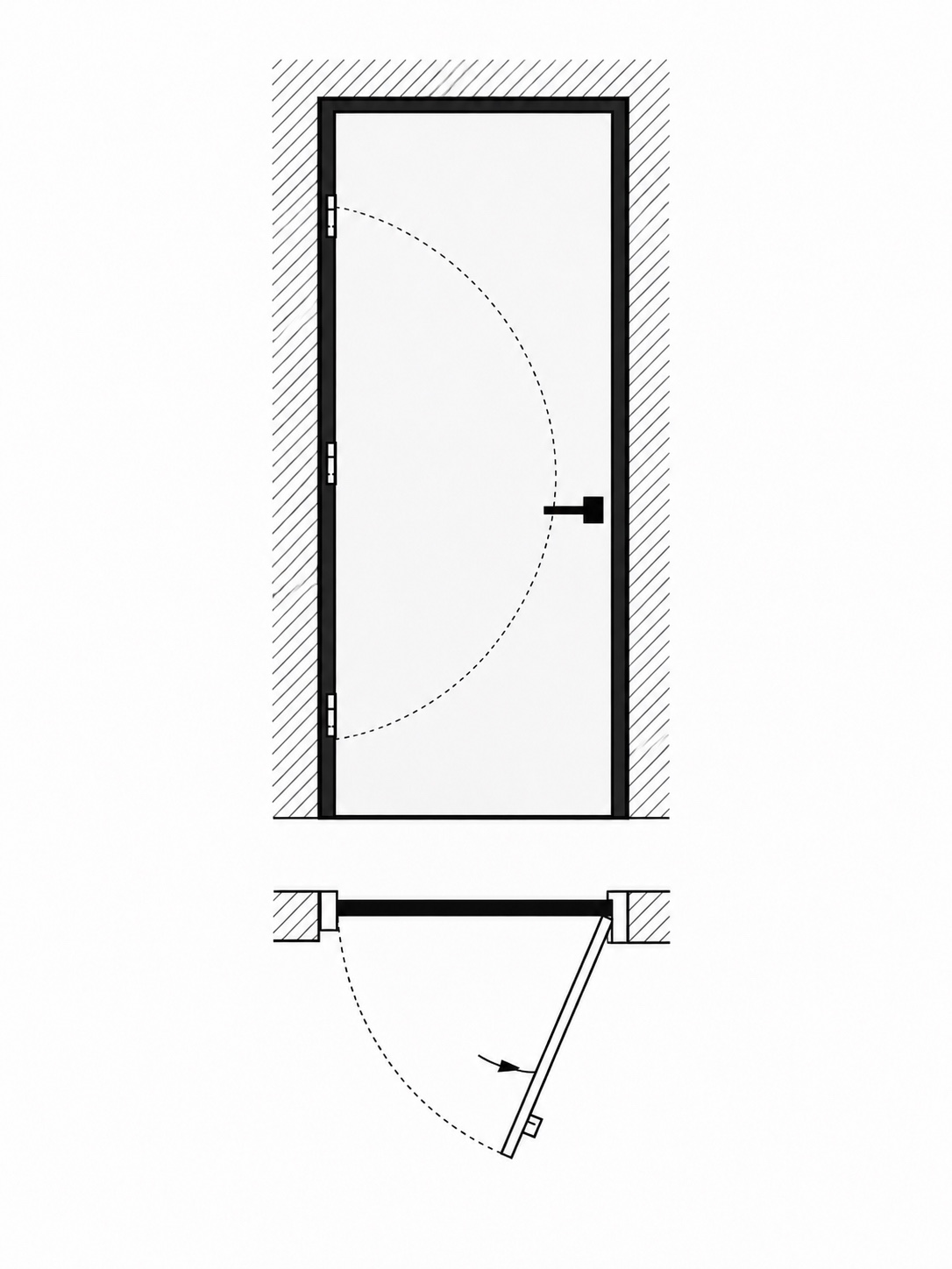Single hinged door scheme