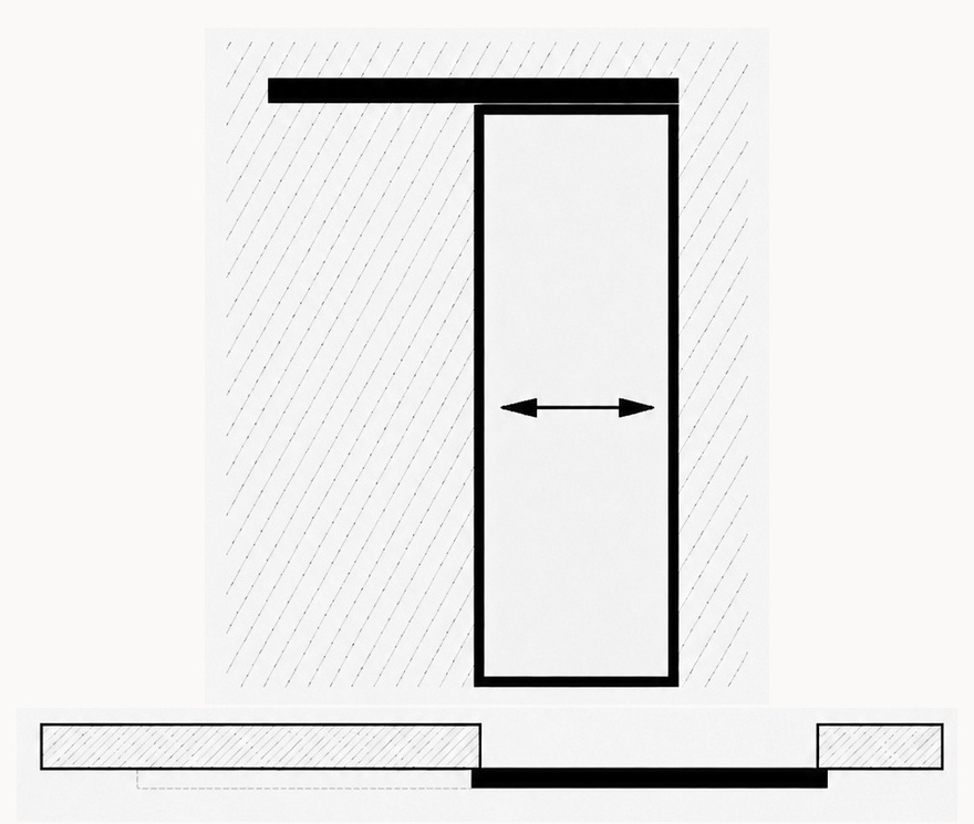 Sliding door one moving leaf scheme