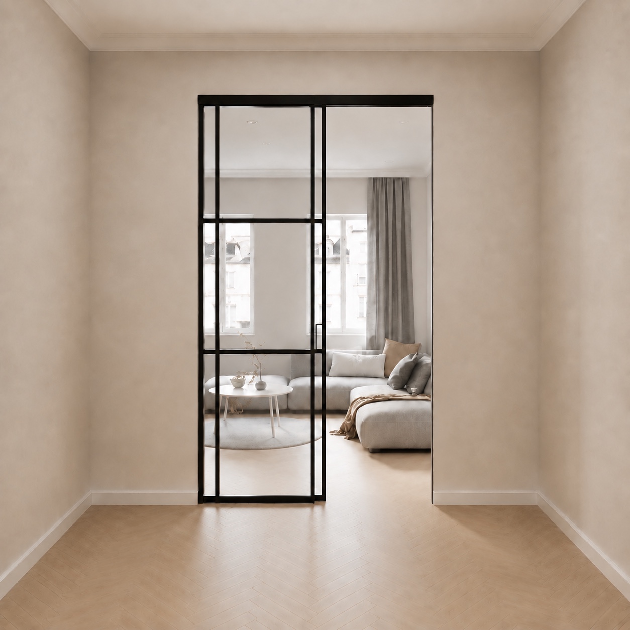 One fixed and one moving leaf render